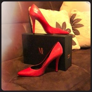 Hot Red leather heels-Mint Condition